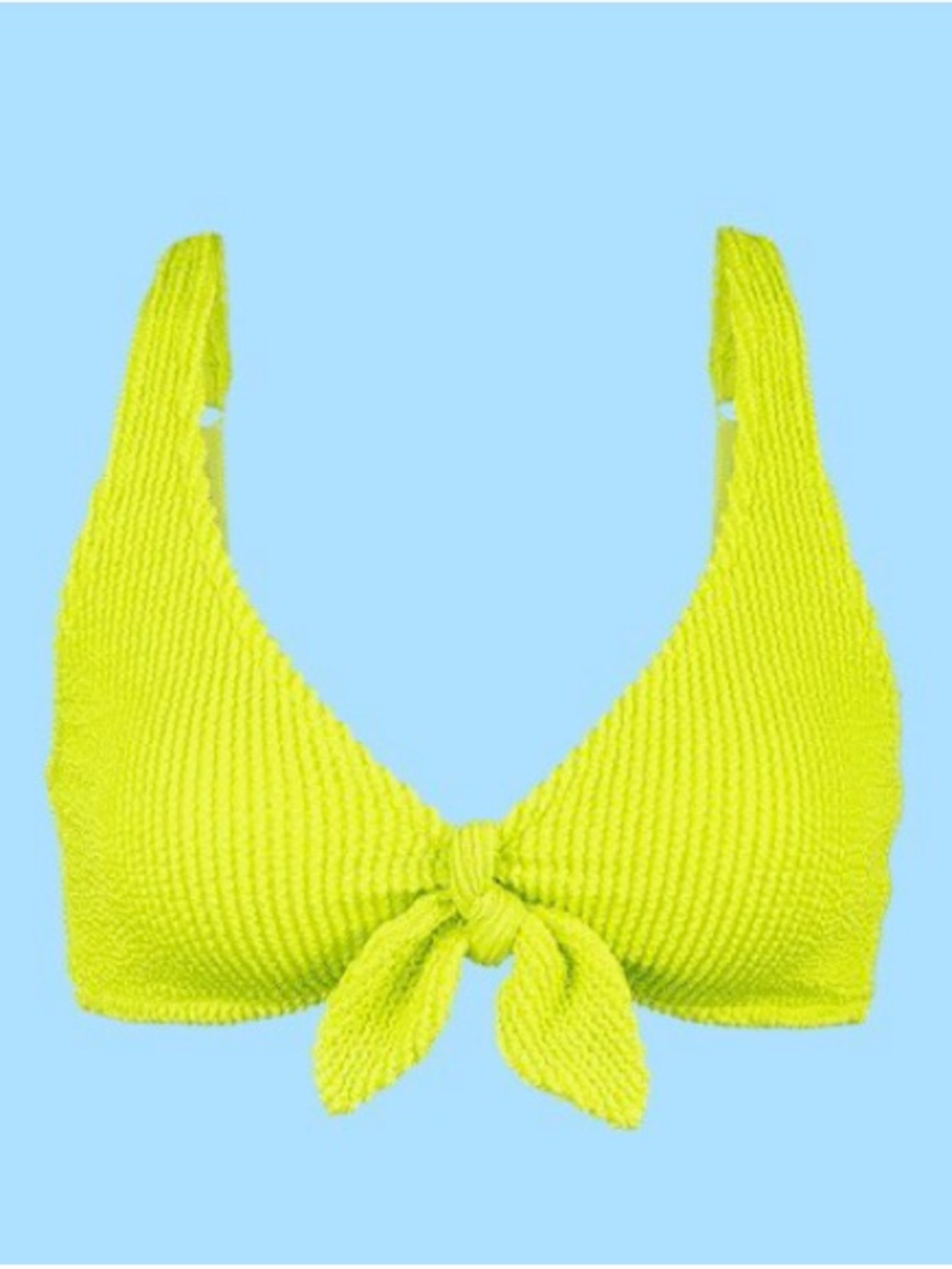 Lively Neon Yellow Tie-Front Bikini Top and Bottom, Women’s Medium, Acid Lime